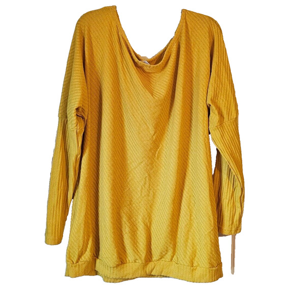 Qearal Off Shoulder Batwing Sleeve Knit Sweater Pullover Top Mustard Yellow XL - Picture 2 of 8
